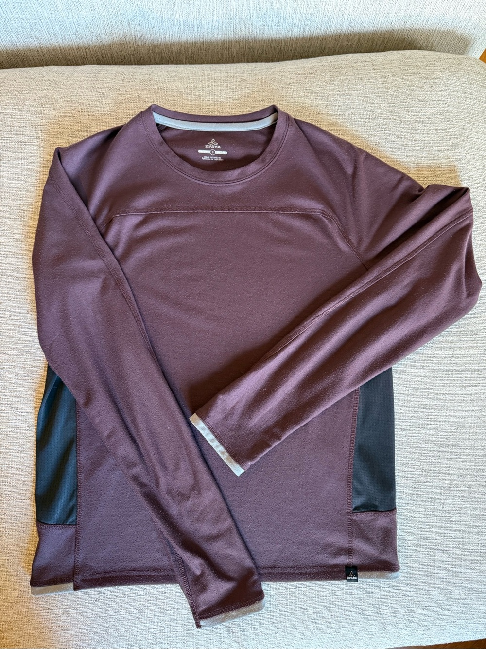 Vintage prAna Breathe Long Sleeve Shirt S Brown Recycled Polyester Mesh